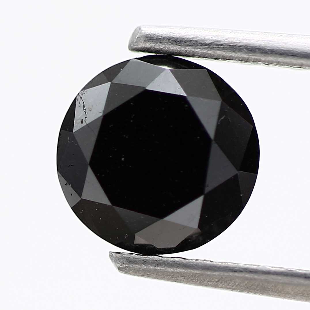 1.08 Carat Fancy Black Round Brilliant Cut Natural Loose Diamond